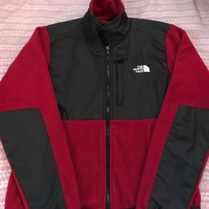 Red and Black Denali Northface zip-up jacket
